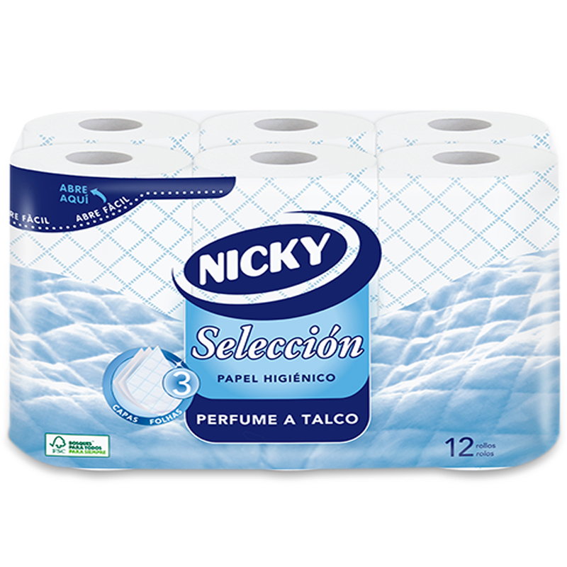 Imagen de PAPEL HIGIENICO NICKY 3 CAPAS PERFUMADO TALCO